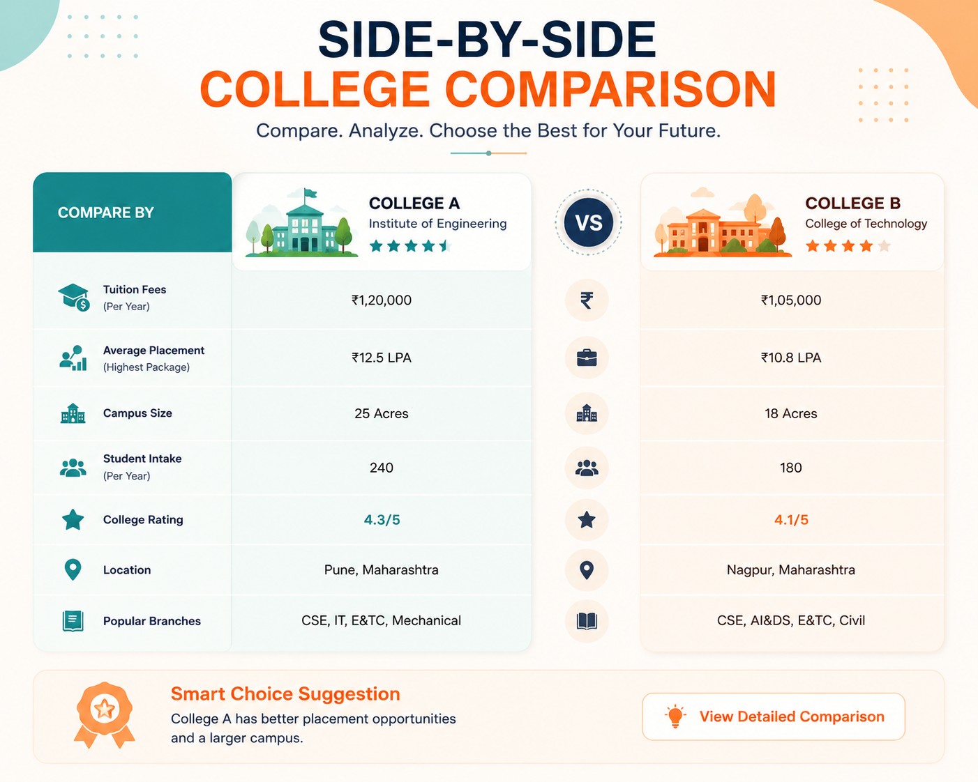 Side-by-Side College Comparison